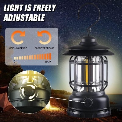 Picture of Outdoor Camping Light Retro USB Rechargeable Portable Hanging Atmosphere Lantern Emergency Hanging Light Portable USB Rechargeable LED Lamp Adjustable Atmosphere Lighting Portable Outdoor Camping lamp - Multicolor