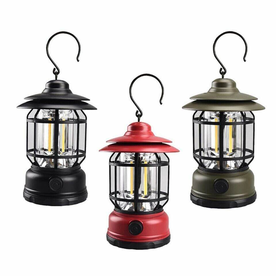 Picture of Outdoor Camping Light Retro USB Rechargeable Portable Hanging Atmosphere Lantern Emergency Hanging Light Portable USB Rechargeable LED Lamp Adjustable Atmosphere Lighting Portable Outdoor Camping lamp - Multicolor