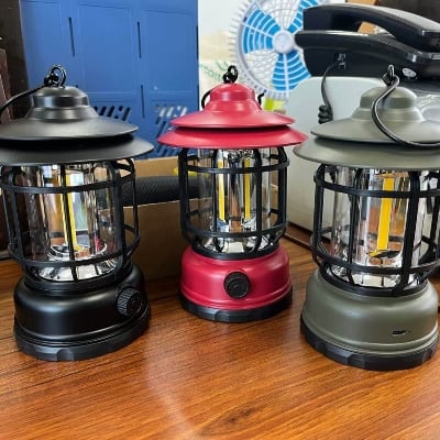 Picture of Outdoor Camping Light Retro USB Rechargeable Portable Hanging Atmosphere Lantern Emergency Hanging Light Portable USB Rechargeable LED Lamp Adjustable Atmosphere Lighting Portable Outdoor Camping lamp - Multicolor
