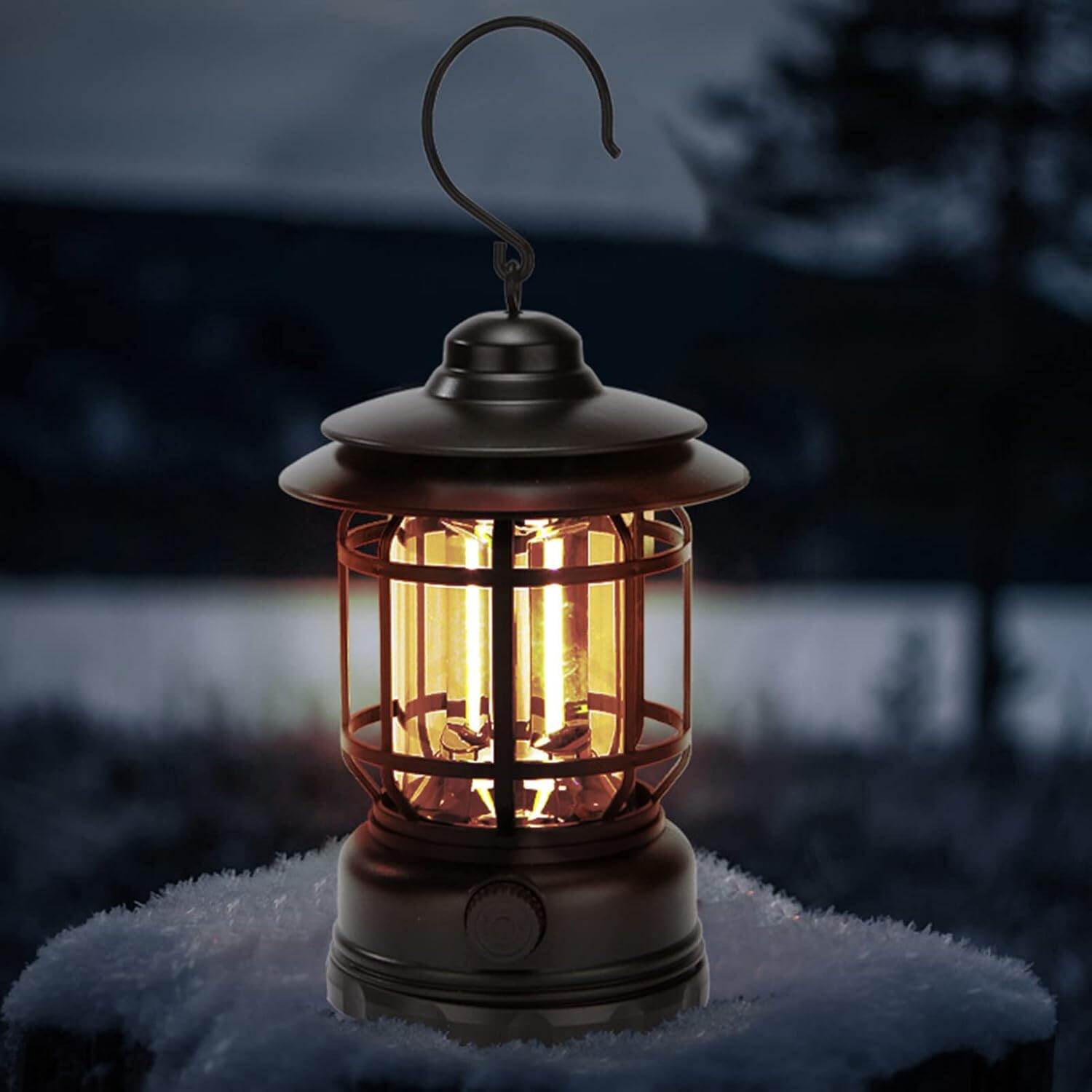 Picture of Outdoor Camping Light Retro USB Rechargeable Portable Hanging Atmosphere Lantern Emergency Hanging Light Portable USB Rechargeable LED Lamp Adjustable Atmosphere Lighting Portable Outdoor Camping lamp - Multicolor
