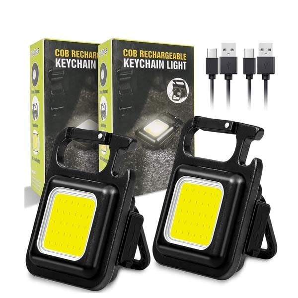 Picture of Universal Multifunctional Mini LED Keychain Flashlights Portable COB Work Light USB Charging Camping Lamp Outdoor Torch Fishing Lantern - Black