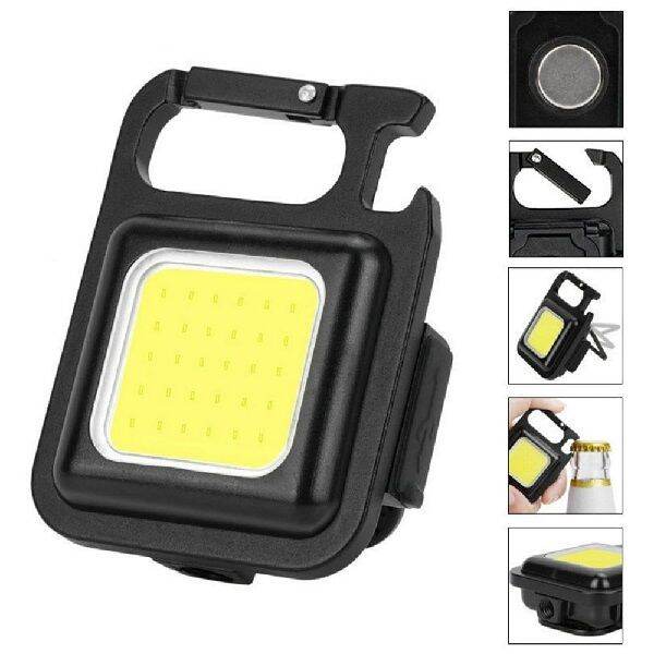 Picture of Universal Multifunctional Mini LED Keychain Flashlights Portable COB Work Light USB Charging Camping Lamp Outdoor Torch Fishing Lantern - Black
