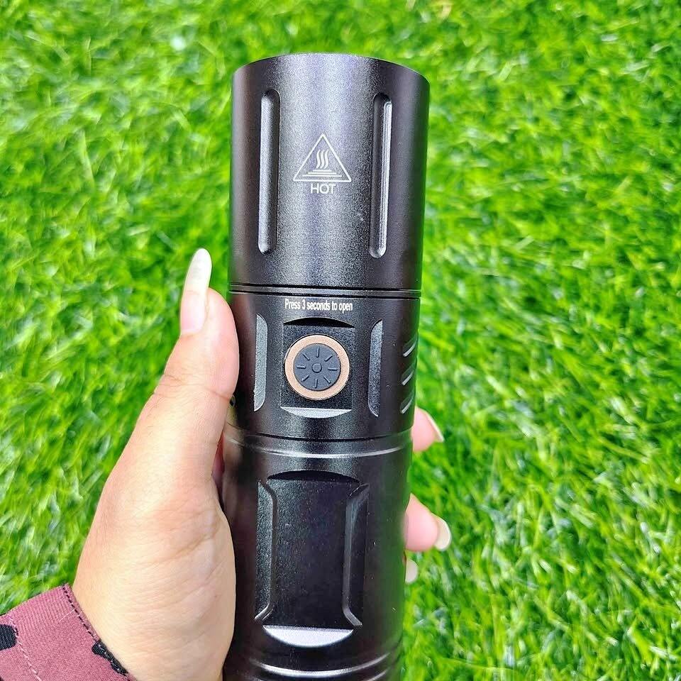 Picture of High Powered T40 LED Flashlight Multi - Purpose Zoomable Strong Light USB Rechargeable Ultra - Bright Torch High Power 2000mAh USB Rechargeable, Built - in 18650 Batteries for Outdoor, Camping & Emergency Use Flashlight - Black