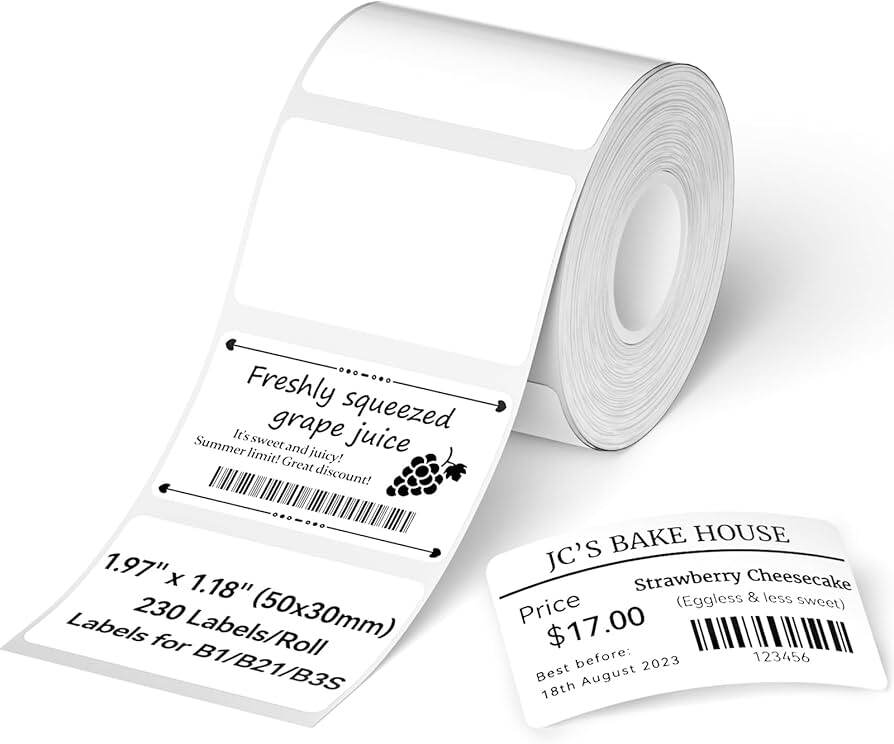 Picture of 50x30mm 230 Sticker/Roll  Mini Mobile Printer Label Paper Roll White Sticker Print Papers Rolls DT Direct Tharmal