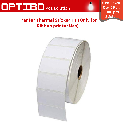 Picture of Barcode Label Sticker Transfer Tharmal TT 38MM X 25MM Only for Ribbon Printer (5000 Pcs 5 Roll)-White