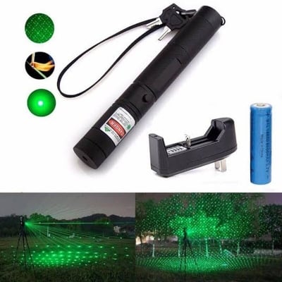 Picture of New Rechargeable Laser Pointer Green Light Adjustable Focus Long Range Lock System With Charger - Multicolor