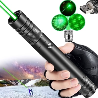 Picture of New Rechargeable Laser Pointer Green Light Adjustable Focus Long Range Lock System With Charger - Multicolor