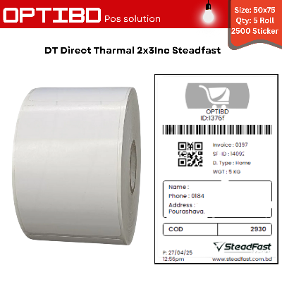 Picture of Sted Fast  Courier Label Sticker Direct Tharmal DT 50MM X 75MM 2x3 Inc  (2500 Pcs 5 Roll)-White