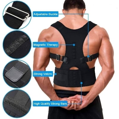 Picture of Adjustable Back Posture Corrector Back Pain Relief Spine Waist Support Correction Straps Posture Belt For Men Women Shoulder Brace Belt Straighten - Black