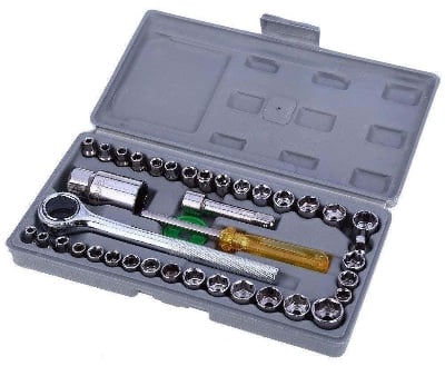 Picture of 40 in 1 Pieces Tool Kit and Screwdriver and Socket Set Automobile Tool Box Set Hardware Wrench Ratchets & Sockets - Silver