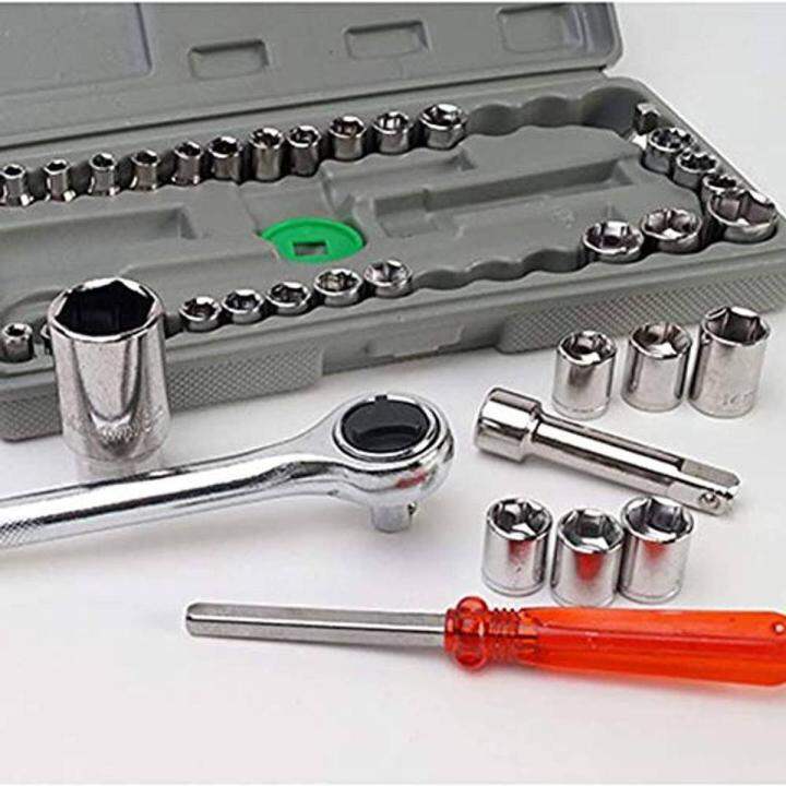 Picture of 40 in 1 Pieces Tool Kit and Screwdriver and Socket Set Automobile Tool Box Set Hardware Wrench Ratchets & Sockets - Silver