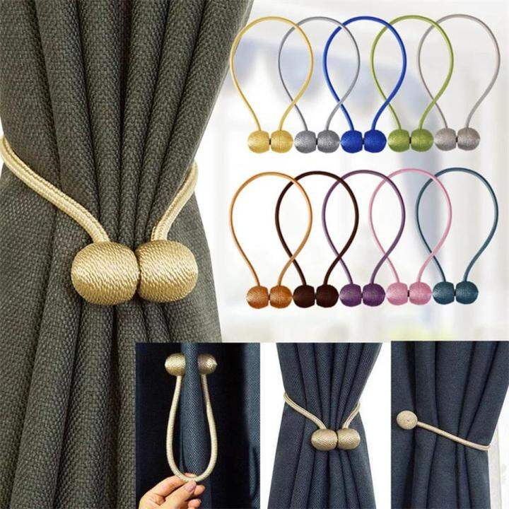 Picture of 2Pcs Magnet Pearl Curtains Buckles Modern Window Curtains holdback Decorative crystal beads curtain - tie China Upgrade Magnetic Curtain Holder Solid Bead Matching Color Rope Magnet Curtain Tieback Buckle Strap Accessories - Porda - Multicolor