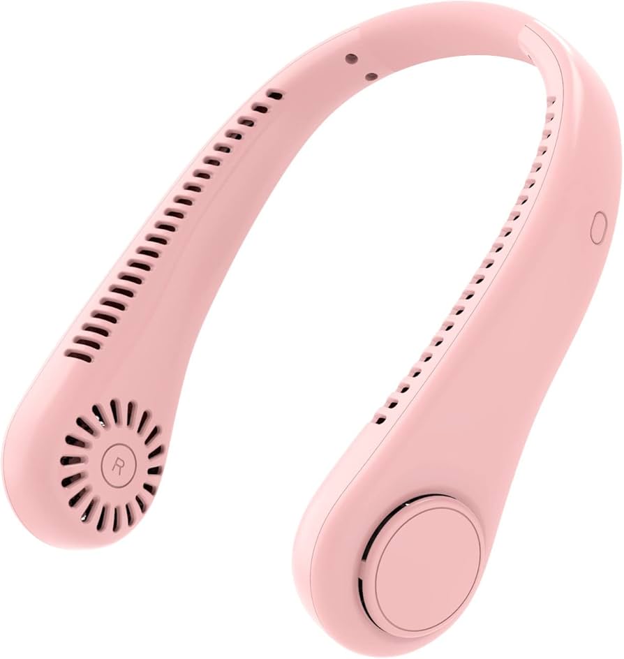 Picture of New Portable Hanging Neck Fan Mini Rechargeable USB 4th Generation 2600 Mah LED Digital Display Cooler 3 Speeds Adjustable Twin Turbo Leafless 360° Bladeless Personal Neckband - Multicolor