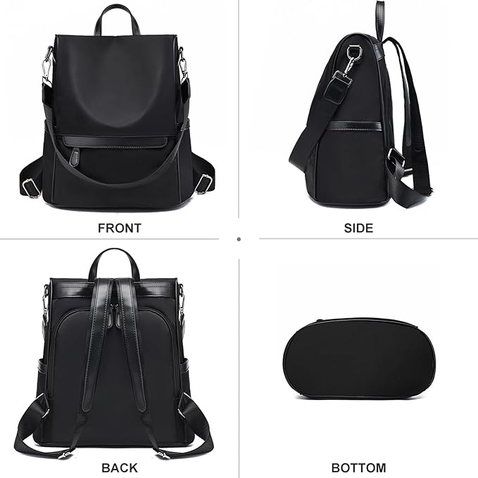 Picture of New Design Women Backpack Nylon Waterproof Anti - Theft Travel Bagpack(black) Modern Fashion Women Nylon Zipper Backpack Multi - pocket Large Capacity School Bag Size Can Easily Accommodate Books Lunch Box Bag Anti - theft Backpacks Casual Shoulder Bags - Black