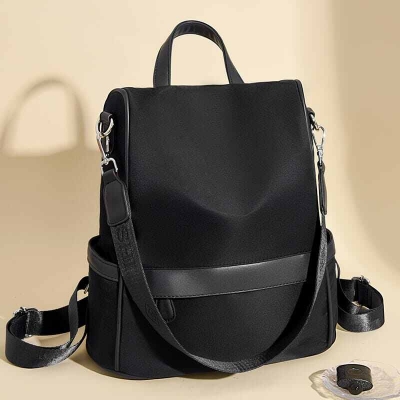 Picture of New Design Women Backpack Nylon Waterproof Anti - Theft Travel Bagpack(black) Modern Fashion Women Nylon Zipper Backpack Multi - pocket Large Capacity School Bag Size Can Easily Accommodate Books Lunch Box Bag Anti - theft Backpacks Casual Shoulder Bags - Black