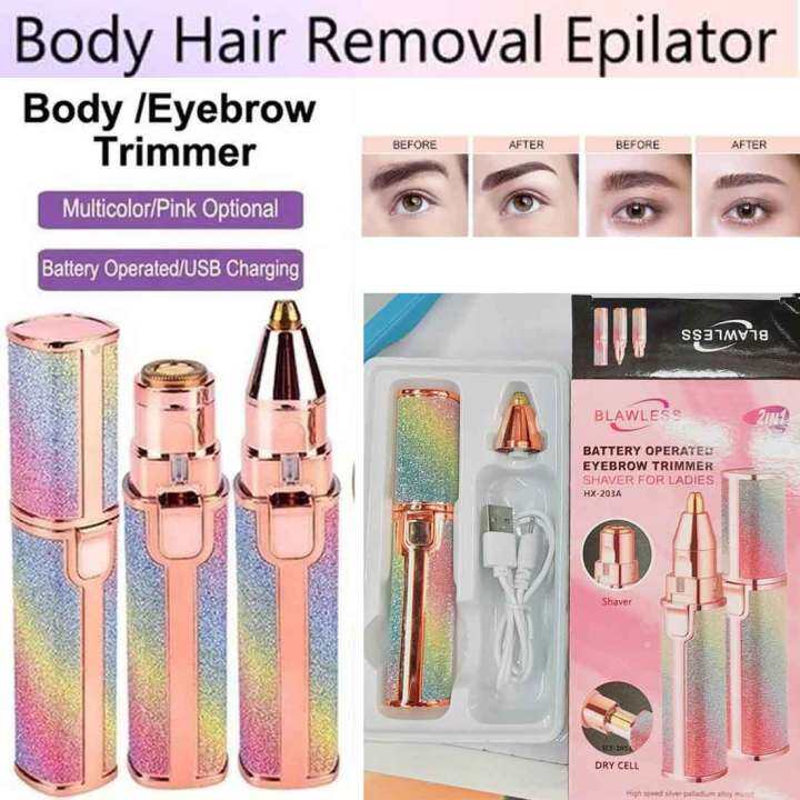 Picture of New 2 - in - 1 Lady Shaver Flawless Eyebrow Trimmer for Women Beauty Tools Makeup Hair Removal Accessories Item - Pink