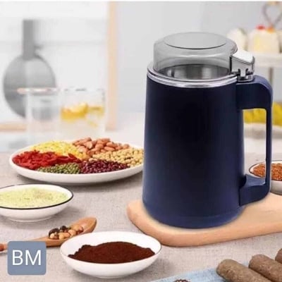 Picture of Stainless Steel Electric Spice Grinder Household Small Powder Grinding Machine, Electric Mini Spice Grinder Add 5 Blades, Mini Electric Coffee Beans Chopper – Superfine Powder Grinding Machine for Spices, Grains, and Beans – Efficient Kitchen Grinder Blend - Blue