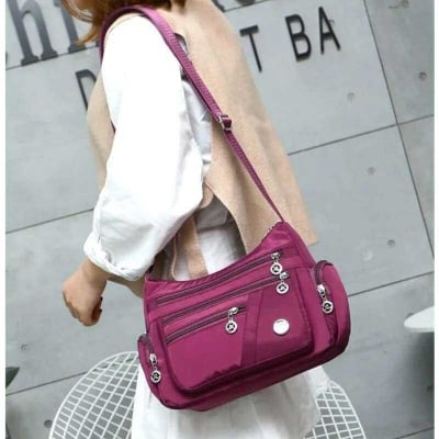 Picture of Fashion Women Single Shoulder hand Bag Casual Crossbody Bag ( purple color) Versatile Large Capacity Lady Purse Crossbody Hand Bags Luxury Purses Modern Fashion Women Nylon Zipper Backpack Multi - pocket Large Capacity Mini Bag For College University - Purple