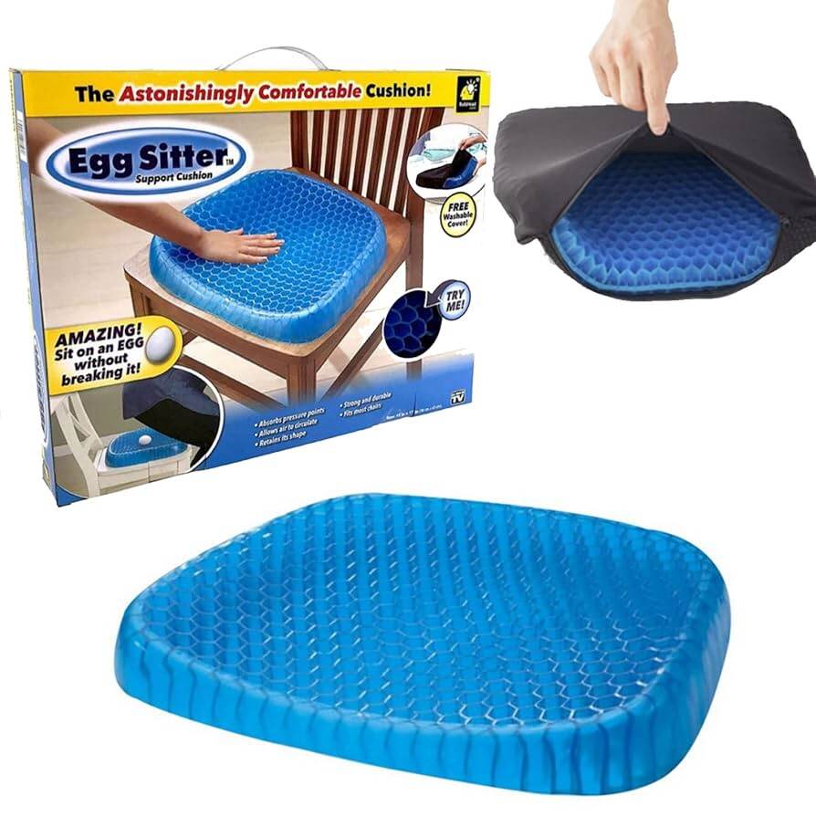 Picture of Egg Sitter Seat Cushion BulbHead with Non - Slip Cover Silicone Comfort Portable for Car Office Chair Wheelchair 3.2 ounces 17.4 x 13.4 x 2 inches Elasta - Core 10 - Blue
