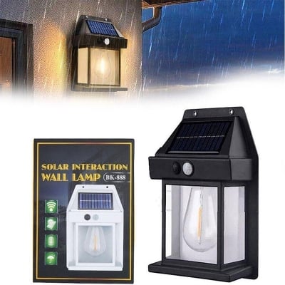 Picture of SOLAR REACHABLE INTERACTION WALL LAMP New Outdoor Solar Wall Lamp, Solar Tungsten Wall Light, Motion Sensor Wall Lights, Solar Tungsten Wall Light Motion Sensor LED Wall Sconce IP65 Waterproofs Solar Securitys Light - Black