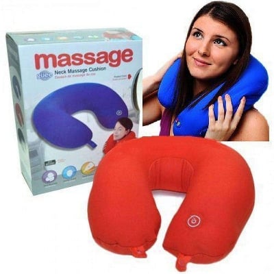 Picture of Neck Massage Cushion/ Vibrating Massage Pillow for home, office and travelling microfiber vibration technology - Multicolor