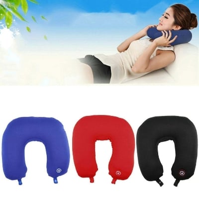 Picture of Neck Massage Cushion/ Vibrating Massage Pillow for home, office and travelling microfiber vibration technology - Multicolor