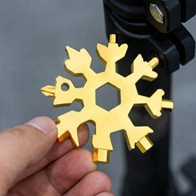 Picture of Multifunctional Snowflake Wrench Tool Steel Octagonal Hexagon Portable 18 in One Mini Universal Wrench Tool Spanner Hex Wrench Multifunction Camping Outdoor Survive Tools Bottle Opener Screwdriver - Tools (Silver) key chain key ring - Multicolor