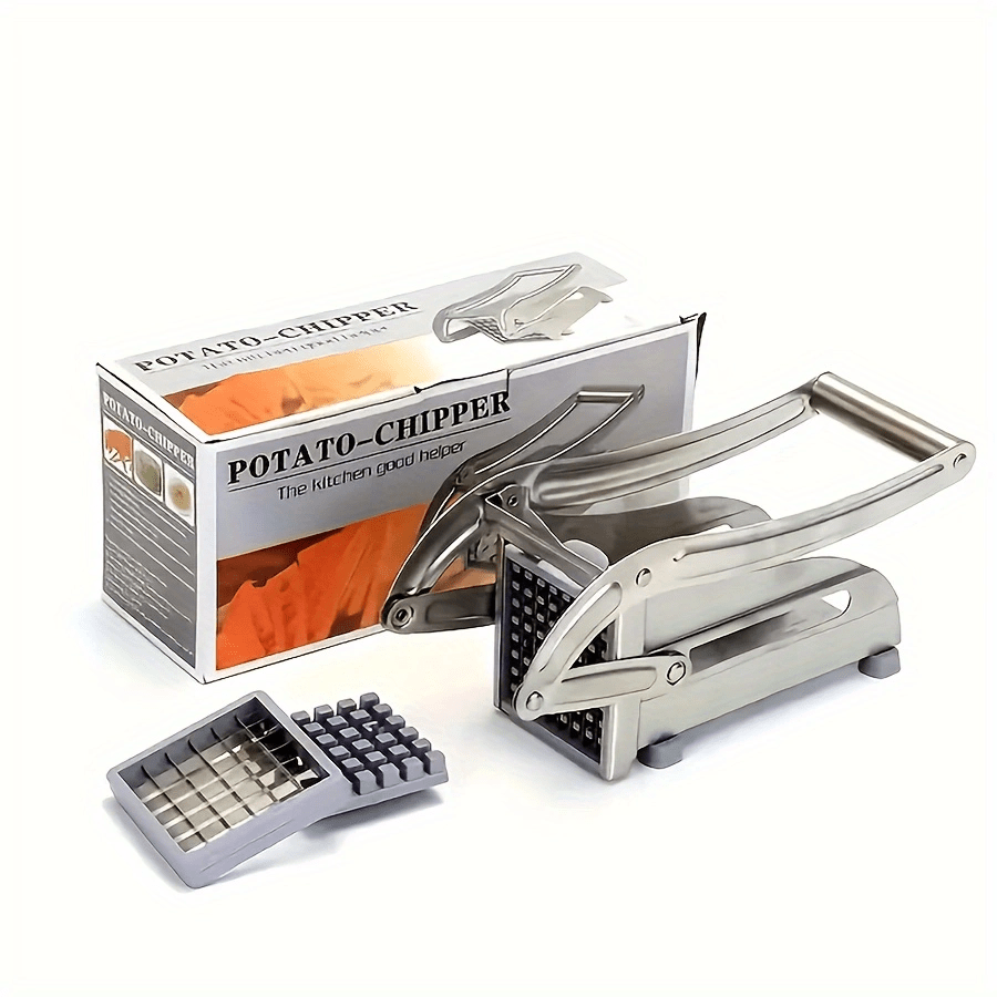 Picture of Multifunctional French Fry Cutter Machine Commercial Stainless Steel Onion, Vegetables, Potato Chip Chipper Cutting Home For Fruits With 2 Blades - Silver