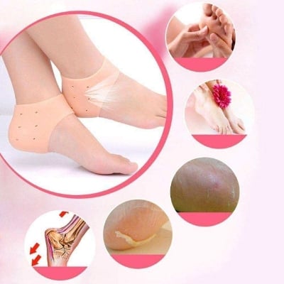 Picture of Silicone Gel Heel Protector Socks Moisturizing Pain Relief Plantar Fasciitis Socks With Hole Cracked Foot Skin Care Plantar Fasciitis Soft Socks for Hard, Cracked, Dry Skin - One Pair - Multicolor