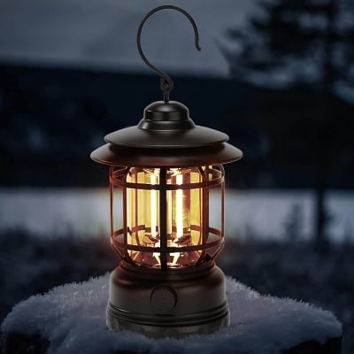 Picture of Outdoor Camping Light Retro USB Rechargeable Portable Hanging Atmosphere Lantern Emergency Hanging Light Portable USB Rechargeable LED Lamp Adjustable Atmosphere Lighting Portable Outdoor Camping lamp - Multicolor