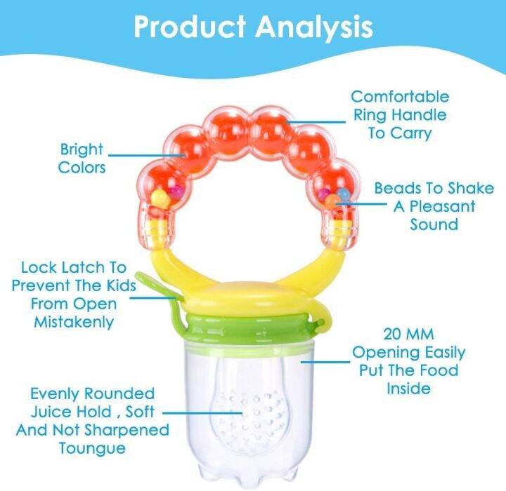 Picture of Baby Silicone Fresh Food Feeder BPA Free 30ml Capacity Pacifier - Infant Teething Toy Teether Pacifier for Fruits, Vegetables & Meat - Multicolor