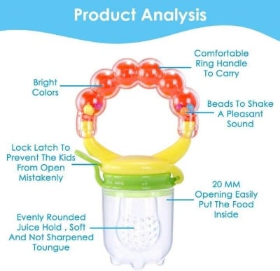 Picture of Baby Silicone Fresh Food Feeder BPA Free 30ml Capacity Pacifier - Infant Teething Toy Teether Pacifier for Fruits, Vegetables & Meat - Multicolor