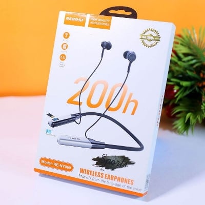 Picture of Recrsi Wireless Neckband Bluetooth Earphone RE - NY060 200 Hours Bluetooth Neckband Long Battery - Black
