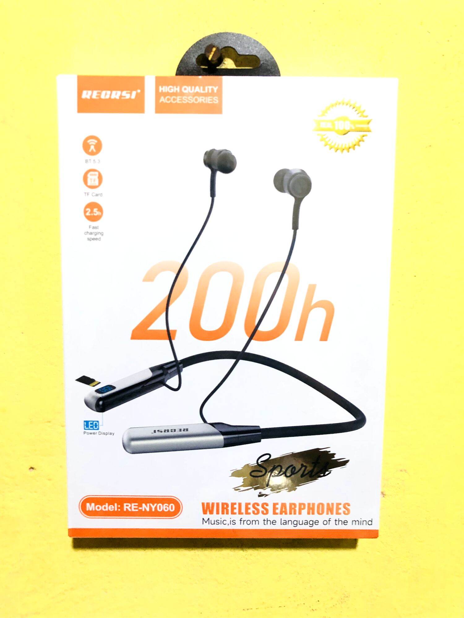 Picture of Recrsi Wireless Neckband Bluetooth Earphone RE - NY060 200 Hours Bluetooth Neckband Long Battery - Black