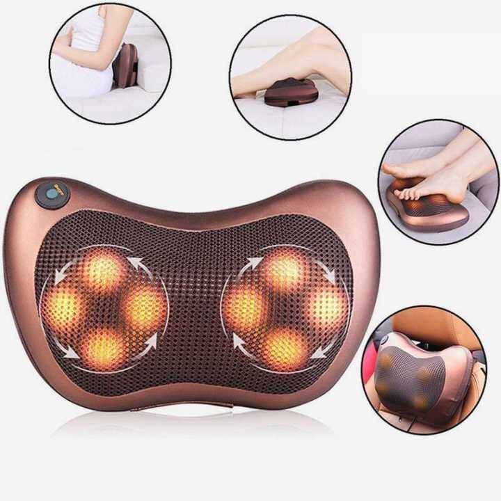 Picture of Electronic Neck Cushion Full Body Massager with Infrared Heat for NeckBack and Body Kneading for HomeCar Or office By Massage Therapy and Home Spa Massage Pillow For Anti Stress Pain Relief with Relaxing Rolling Balls Massage With Vibration - Swiss Relax - Brown