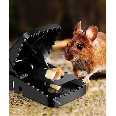 Picture of Mouse Killer Trap Indoor Rat Trap For House & Kitchen| Reusable Easy Mouse Catcher(5×3×3 inches) - Black