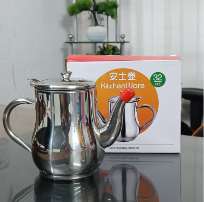 Picture of 500Ml Stainless Steel Oil Strainer Pot with Large Capacity Oil Pot, Soy Sauce, Vinegar, and Coffee Container Jug Storage Can With Filter Cooking Oil Pot Kitchen - Silver