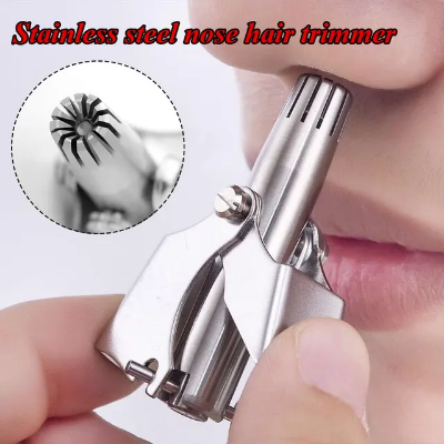 Picture of Stainless Steel Manual Mini Nose Hair Trimmer For Men With Alluminium Box Manual Metal Handle for Precise Grooming
