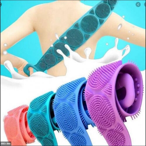 Picture of 1pcs Silica Gel Bath Towel Back Strip Belt Bathroom Equipment Back Strip Belt Bathroom Tools - bath sponge - Multicolor