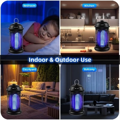 Picture of Electric Mosquito and Insect killer lamp - Electronic LED Mosquito Killer Lamp Bug Zapper Gnat Mosquito Trap UV light Eco - Friendly Baby Mosquito Insect Repellent Lamp Killing Mosquitoes Night Lamp - Black