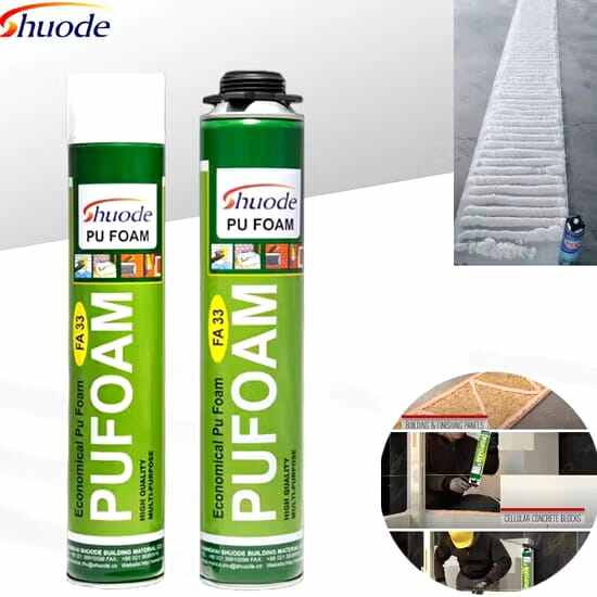 Picture of Shuode Multipurpose FA33 Expanding Spray Waterproof PU Foam Polyurethane Sealant - 750 ml - Double Side Tape - Green