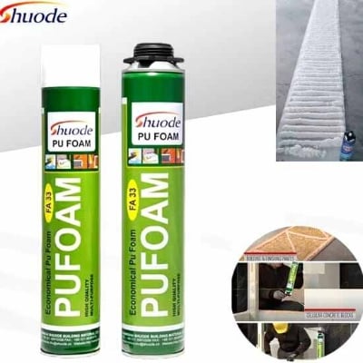 Picture of Shuode Multipurpose FA33 Expanding Spray Waterproof PU Foam Polyurethane Sealant - 750 ml - Double Side Tape - Green