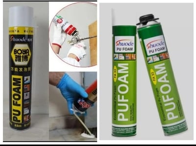 Picture of Shuode Multipurpose FA33 Expanding Spray Waterproof PU Foam Polyurethane Sealant - 750 ml - Double Side Tape - Green