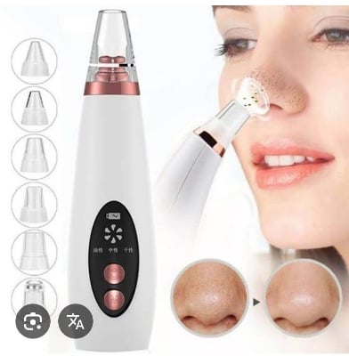 Picture of Electric Vacuum Electric Acne/ Blackhead Remover Extractor 6 Suction Head Beauty Machine For Skin Care Face Suction Removal Machine Pore Cleaner Rechargeable Device for Removing Blackheads and Whiteheads Pimple Black Head Remover ( 5 Suction )