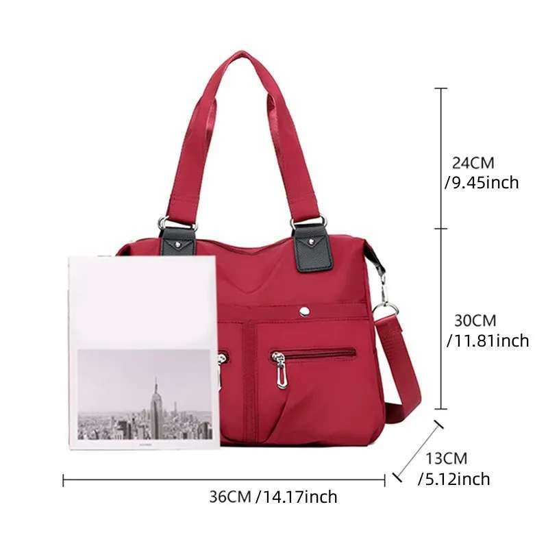 Picture of Women's Handbag Solid ( Red, Black, Blue colour ) Women's Multi - functional Printed Crossbody Bag Lightweight Nylon Shoulder Messenger Bag Purses And Handbags TOTE for women/ Girls
