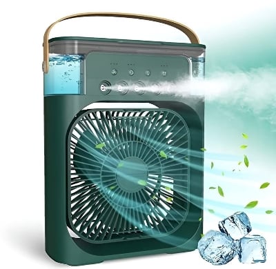 Picture of 3 In 1 Portable Mini Water Air Cooler Fan With 7 Colors LED Light Non - Rechargeable Humidifier Brass Motor - Multicolor