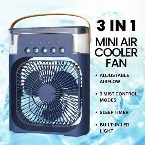 Picture of 3 In 1 Portable Mini Water Air Cooler Fan With 7 Colors LED Light Non - Rechargeable Humidifier Brass Motor - Multicolor