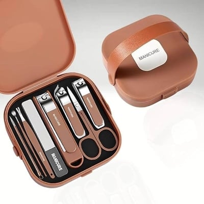 Picture of Nail Cutter 8pcs Set Portable Manicure Pedicure Set Stainless Steel Professional Nail Clipper Beauty Kit for man and women 7PCS Nail Clipper Set for Men & Women with Travel Case, Cuticle & Grooming Tools - Multicolor