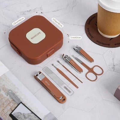Picture of Nail Cutter 8pcs Set Portable Manicure Pedicure Set Stainless Steel Professional Nail Clipper Beauty Kit for man and women 7PCS Nail Clipper Set for Men & Women with Travel Case, Cuticle & Grooming Tools - Multicolor