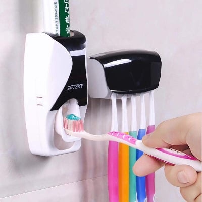 Picture of Automatic Toothpaste Dispenser with Toothbrush Holder Smart Brush Organizer Modern - Flashbuy Deals - Multicolor
